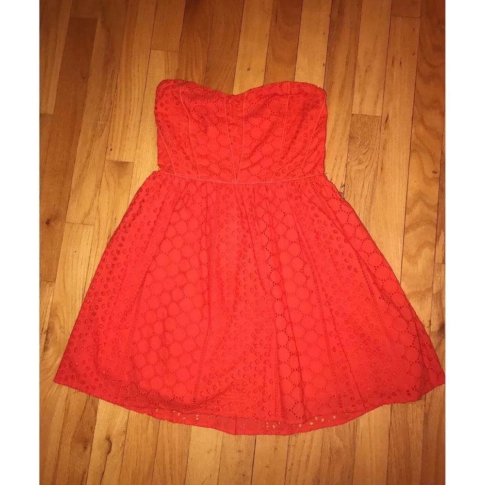 Urban Outfitters coral strapless mini dress